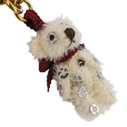 Prada Sequins Bear Mini Charm Key Holder Bag Charm White Red Gold Color Women's