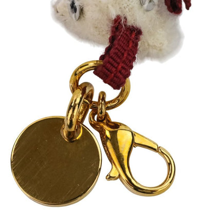 Prada Sequins Bear Mini Charm Key Holder Bag Charm White Red Gold Color Women's