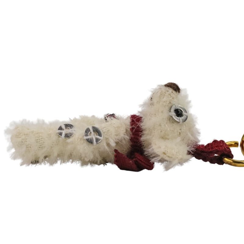 Prada Sequins Bear Mini Charm Key Holder Bag Charm White Red Gold Color Women's