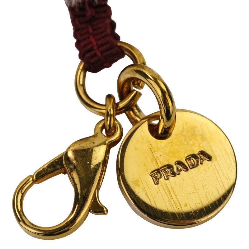 Prada Sequins Bear Mini Charm Key Holder Bag Charm White Red Gold Color Women's