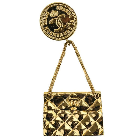 Chanel 23 Engraved 88 Vintage Coco Mark Matelasse Bag Motif Brooch Gold Color
