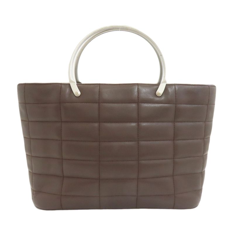 Chanel Choco Bar Silver Hardware Handbag Calf Women