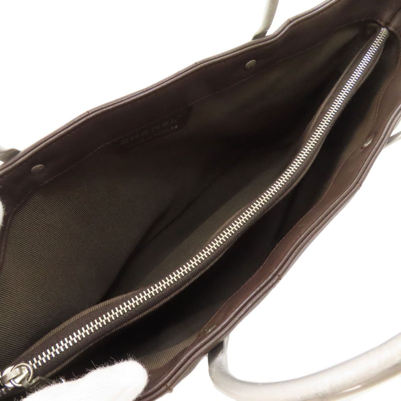 Chanel Choco Bar Silver Hardware Handbag Calf Women