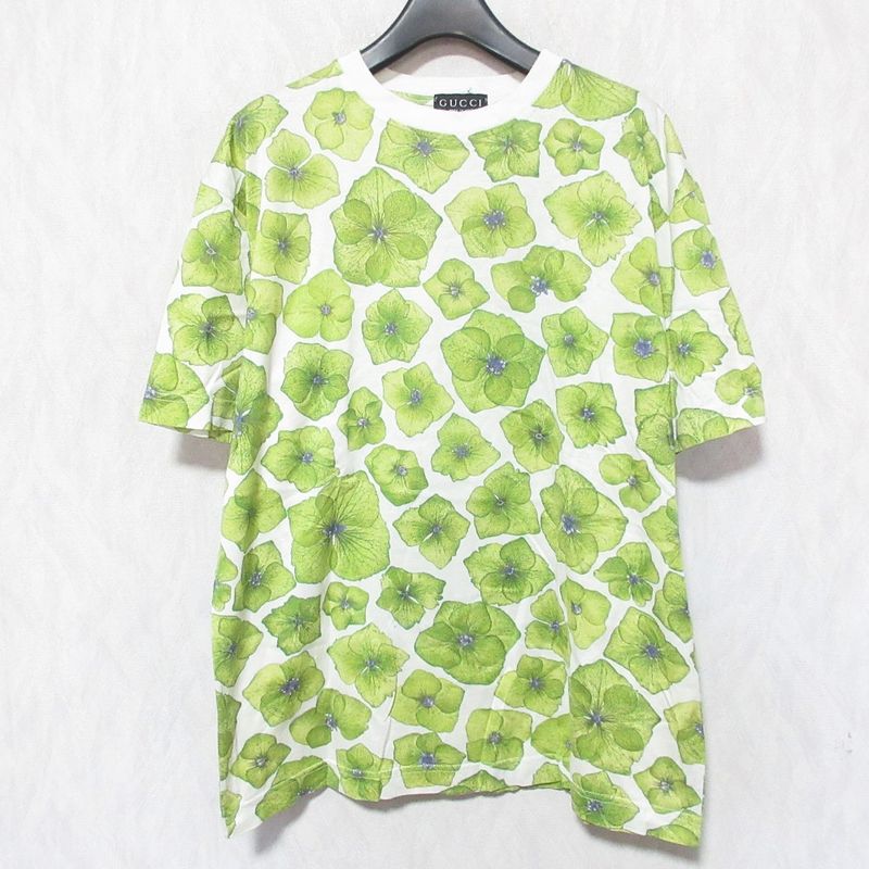 Gucci Flower Print Crew Neck Short Sleeve T-Shirt Cut and Sewn S Green Men's
