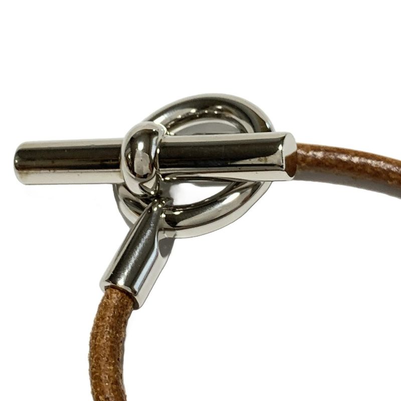 Hermes Bracelet Glenan Leather Dark Brown And Silver Hardware