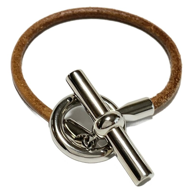 Hermes Bracelet Glenan Leather Dark Brown And Silver Hardware