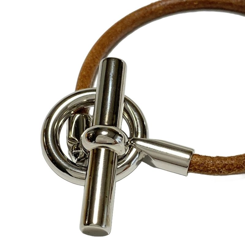 Hermes Bracelet Glenan Leather Dark Brown And Silver Hardware