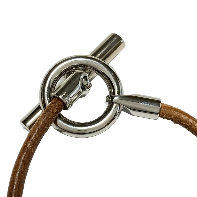 Hermes Bracelet Glenan Leather Dark Brown And Silver Hardware