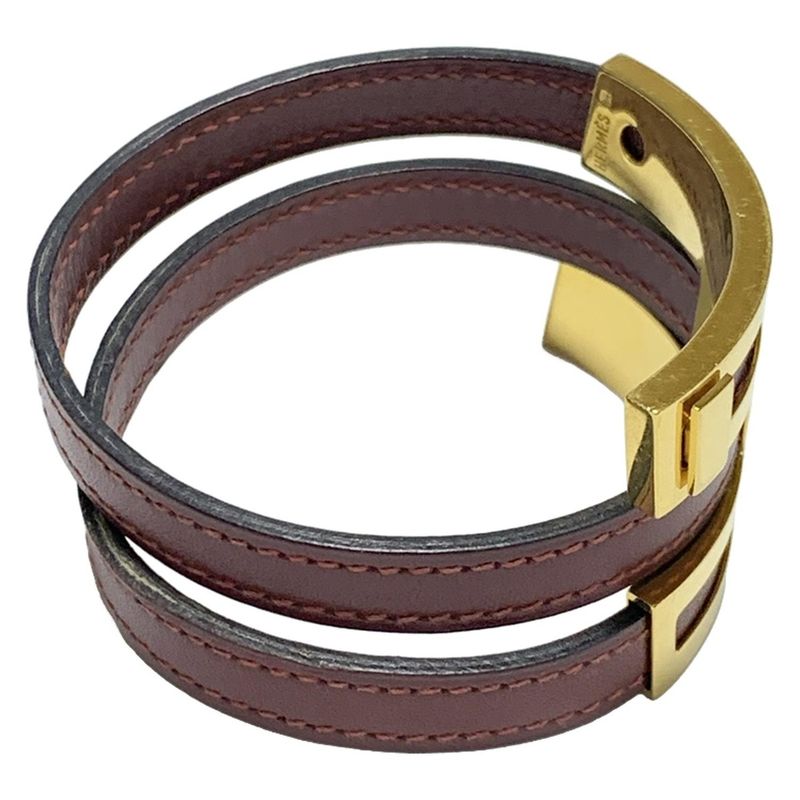 Hermes Bangle Puss Leather Bordeaux×gold