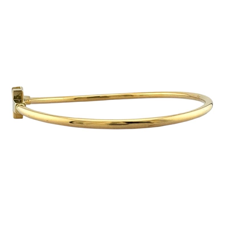Tiffany & Co T Narrow Wire Bangle 18k Gold 18k Yellow Gold Ladies Tiffany & Co