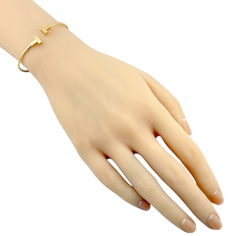 Tiffany & Co T Narrow Wire Bangle 18k Gold 18k Yellow Gold Ladies Tiffany & Co