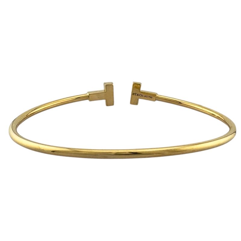 Tiffany & Co T Narrow Wire Bangle 18k Gold 18k Yellow Gold Ladies Tiffany & Co