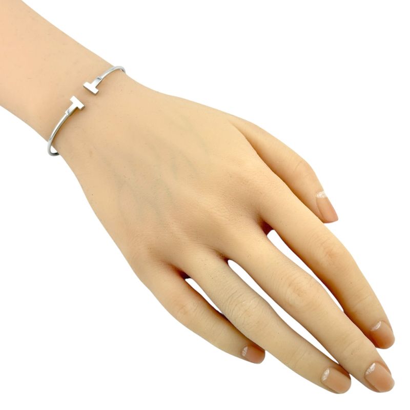 Tiffany & Co T Narrow Wire Bangle 18k Gold 18kwhite Gold Ladies Tiffany & Co