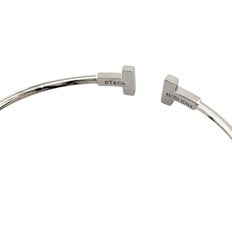 Tiffany & Co T Narrow Wire Bangle 18k Gold 18kwhite Gold Ladies Tiffany & Co