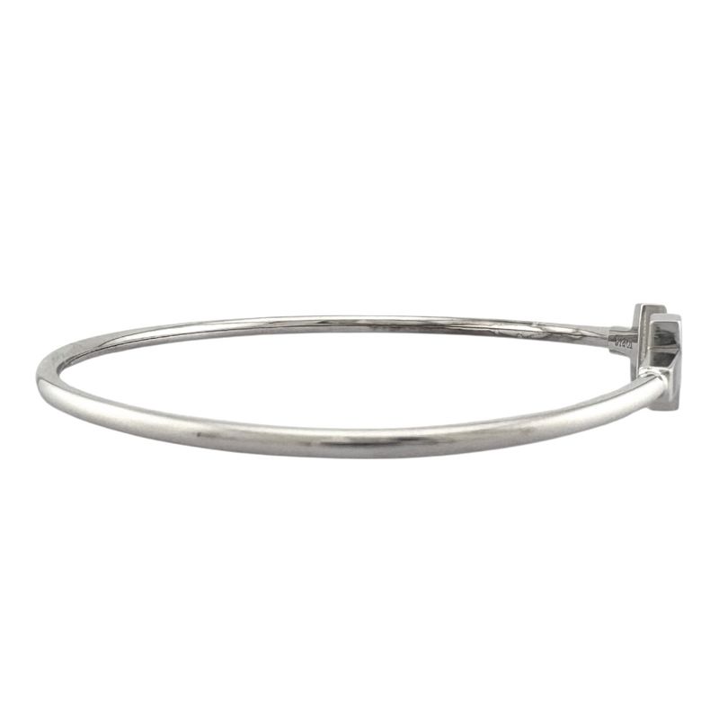 Tiffany & Co T Narrow Wire Bangle 18k Gold 18kwhite Gold Ladies Tiffany & Co