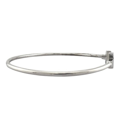 Tiffany & Co T Narrow Wire Bangle 18k Gold 18kwhite Gold Ladies Tiffany & Co