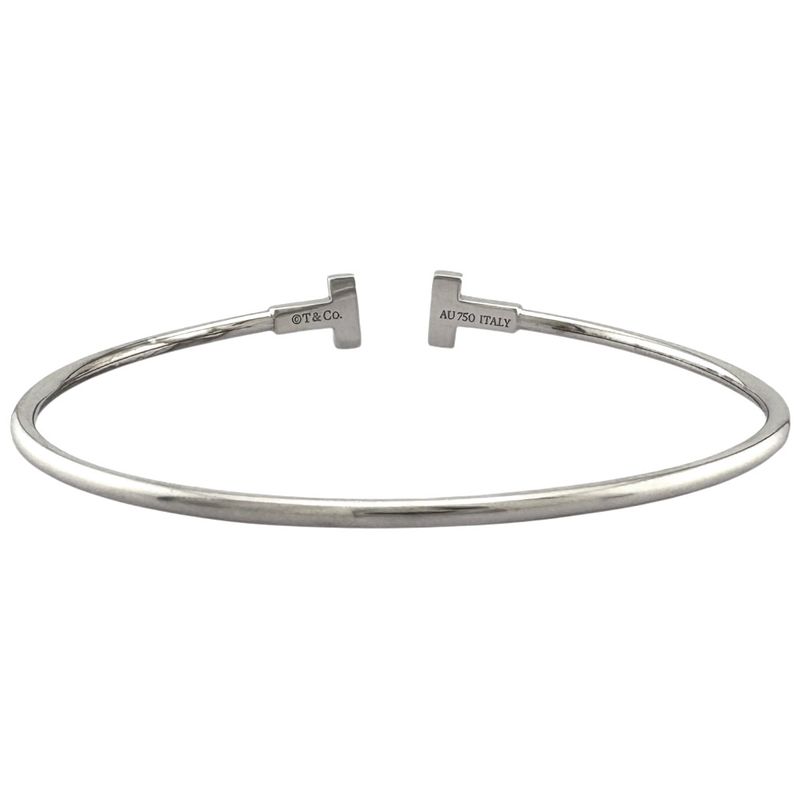 Tiffany & Co T Narrow Wire Bangle 18k Gold 18kwhite Gold Ladies Tiffany & Co