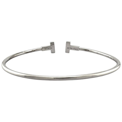 Tiffany & Co T Narrow Wire Bangle 18k Gold 18kwhite Gold Ladies Tiffany & Co