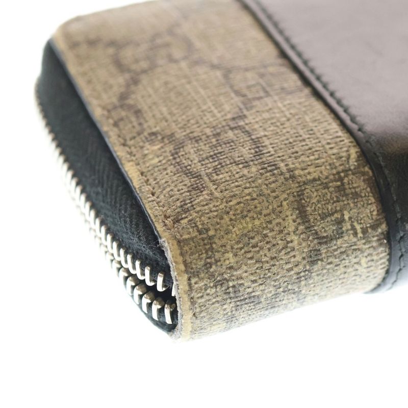Gucci GG Supreme Round Zip Coin Case Beige Black 451242