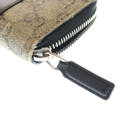 Gucci GG Supreme Round Zip Coin Case Beige Black 451242