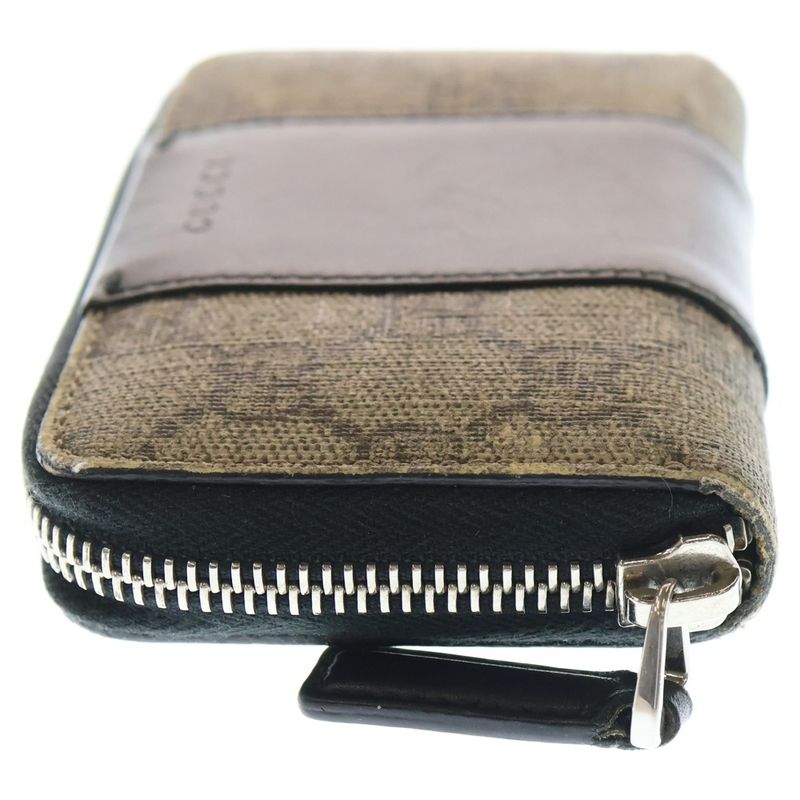 Gucci GG Supreme Round Zip Coin Case Beige Black 451242