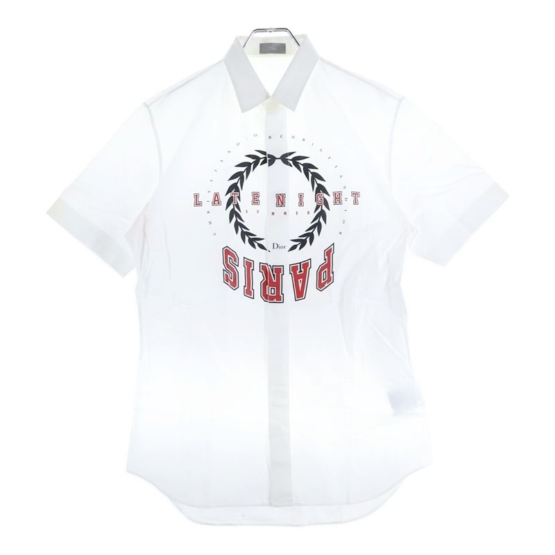 DIOR 18SS Latenight Front Logo Short Sleeve Shirt White 733c515i2480