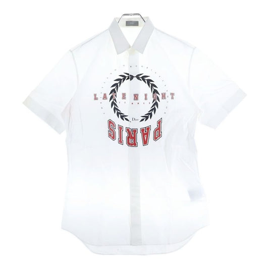 DIOR 18SS Latenight Front Logo Short Sleeve Shirt White 733c515i2480