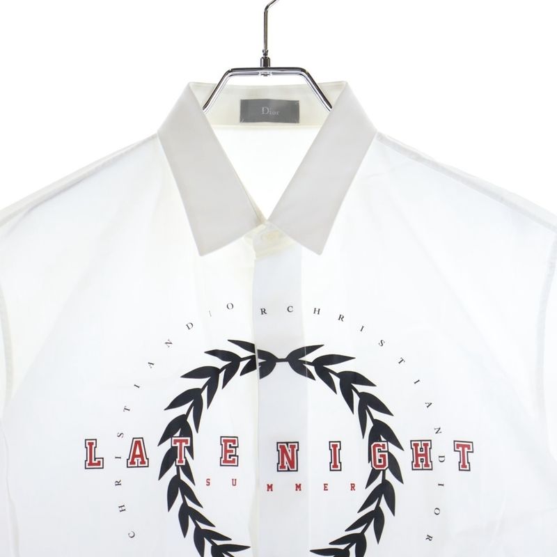 DIOR 18SS Latenight Front Logo Short Sleeve Shirt White 733c515i2480