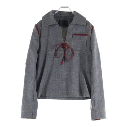 Prada 16AW Race UP Side Zip Shirt Sgn297 S162 Ribbon Sailor Jacket Gray