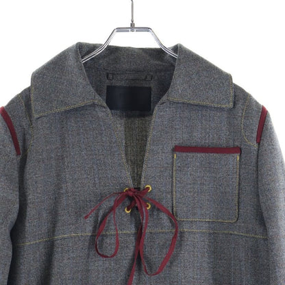 Prada 16AW Race UP Side Zip Shirt Sgn297 S162 Ribbon Sailor Jacket Gray