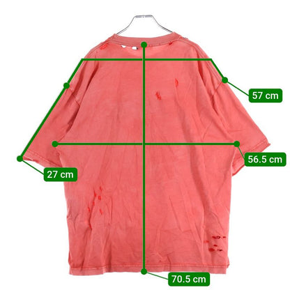 Balenciaga 22SS Destroyed Logo Print Short-sleeved T-shirt Cut And Sewn Red