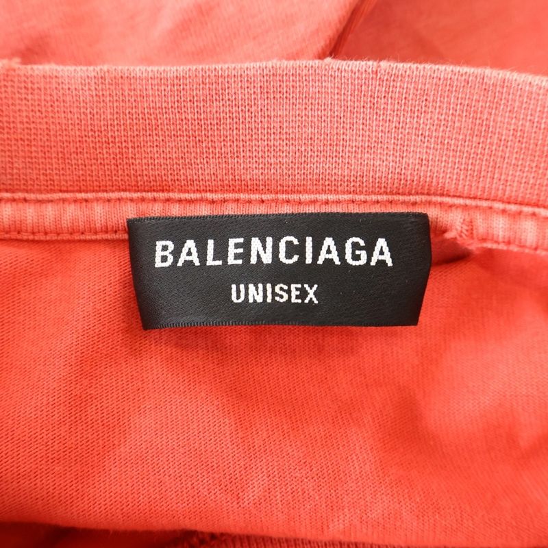 Balenciaga 22SS Destroyed Logo Print Short-sleeved T-shirt Cut And Sewn Red