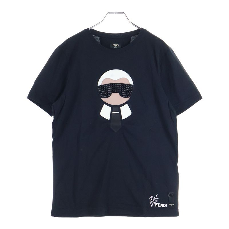 Fendi Stone Embellished Monster T-shirt Short Sleeve T-shirt Cut And Sewn Black