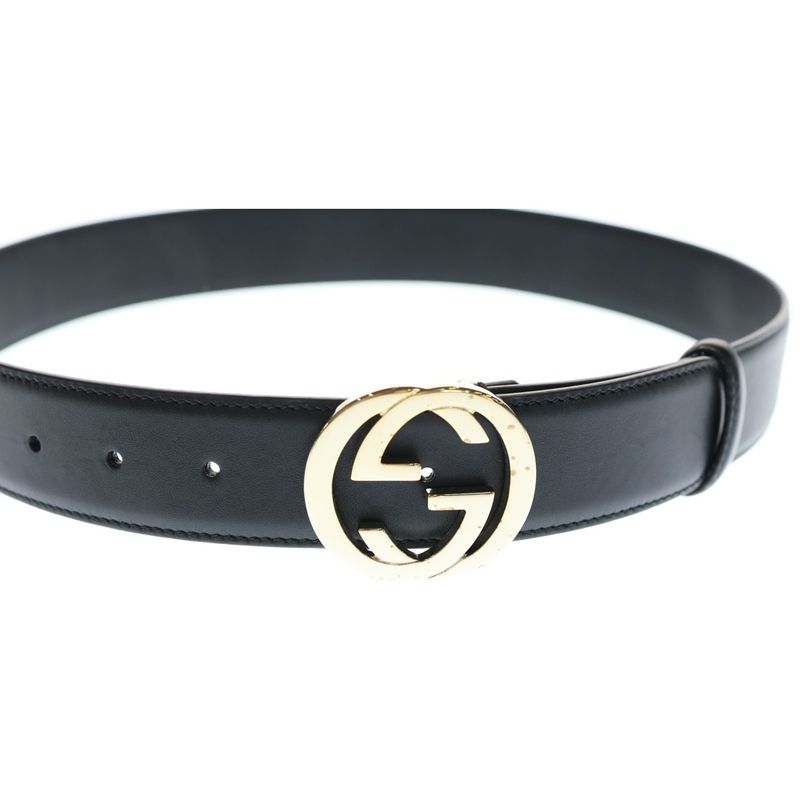 Gucci GG Interlocking Leather Belt Black 370543