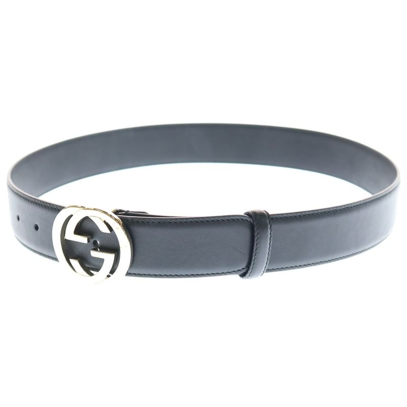 Gucci GG Interlocking Leather Belt Black 370543