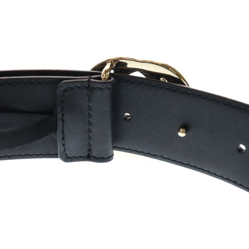 Gucci GG Interlocking Leather Belt Black 370543