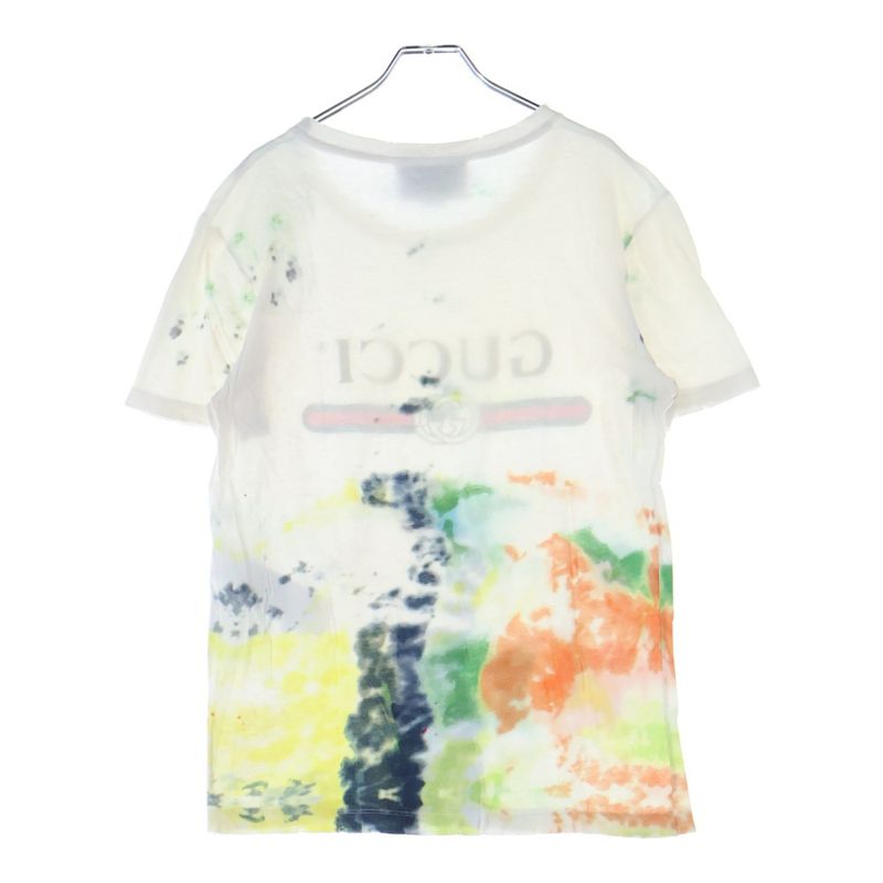 Gucci Tie Dye Front Logo T-shirt Cut And Sewn White