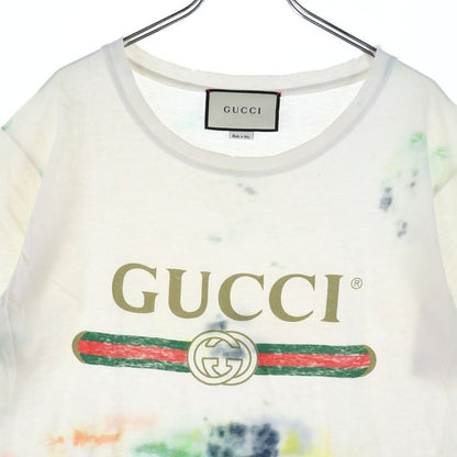 Gucci Tie Dye Front Logo T-shirt Cut And Sewn White