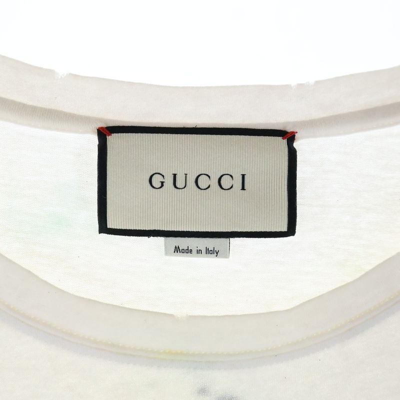 Gucci Tie Dye Front Logo T-shirt Cut And Sewn White