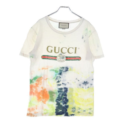 Gucci Tie Dye Front Logo T-shirt Cut And Sewn White