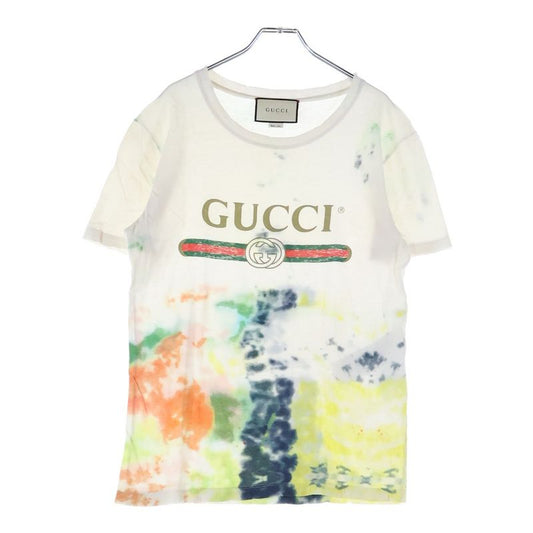Gucci Tie Dye Front Logo T-shirt Cut And Sewn White
