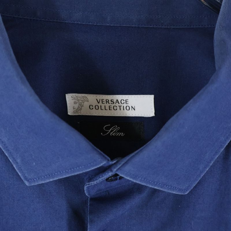 Versace 0-pocket Long Sleeve Cotton Shirt Blue