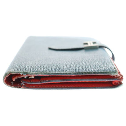 Hermes Bearn Souffle Long Wallet Long Wallet Card Case Light Blue And Red Epson