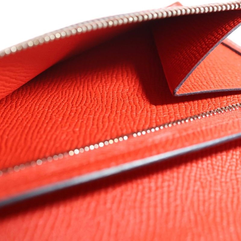 Hermes Bearn Souffle Long Wallet Long Wallet Card Case Light Blue And Red Epson