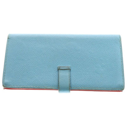 Hermes Bearn Souffle Long Wallet Long Wallet Card Case Light Blue And Red Epson