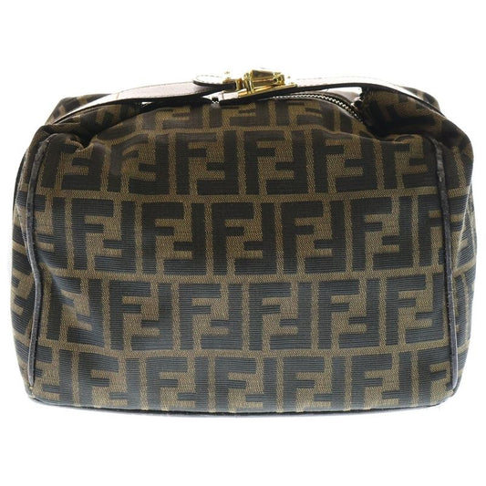 Fendi FF Zucca Pattern Leather Switched Canvas Vanity Bag Handbag Gdhardware