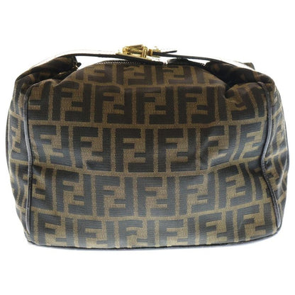Fendi FF Zucca Pattern Leather Switched Canvas Vanity Bag Handbag Gdhardware