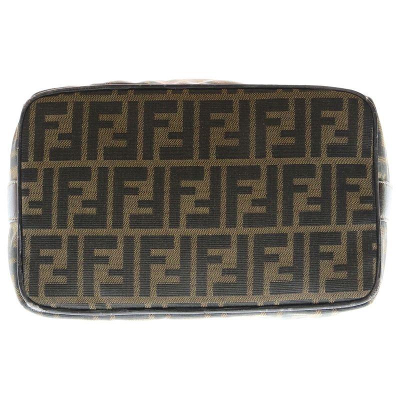 Fendi FF Zucca Pattern Leather Switched Canvas Vanity Bag Handbag Gdhardware