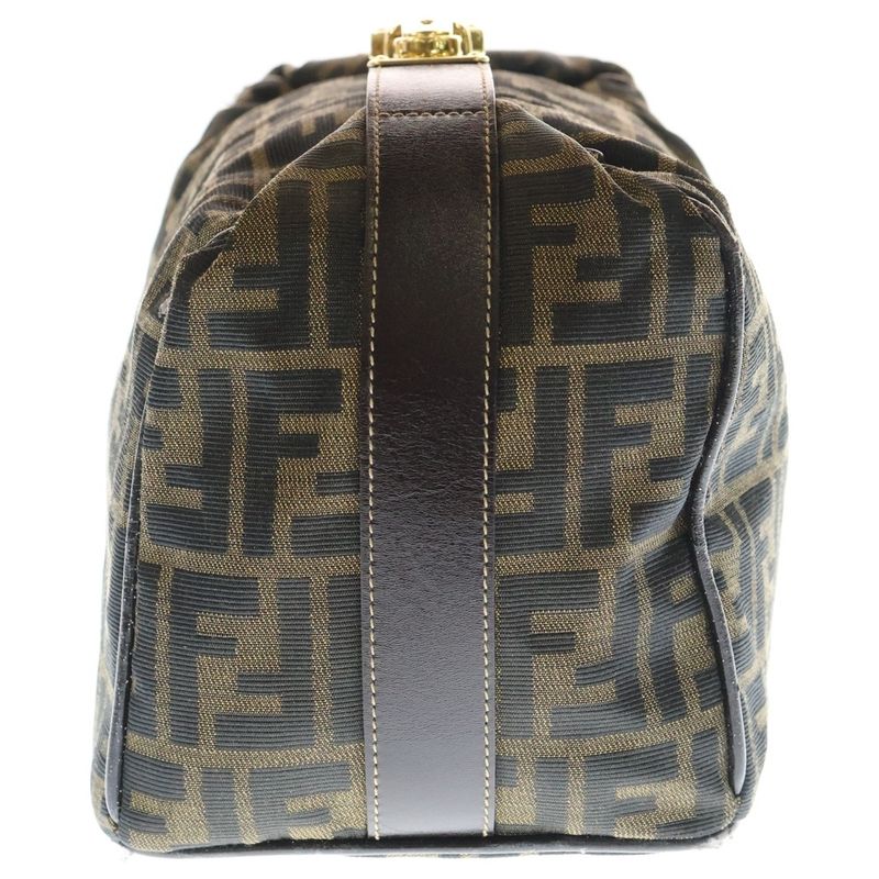 Fendi FF Zucca Pattern Leather Switched Canvas Vanity Bag Handbag Gdhardware