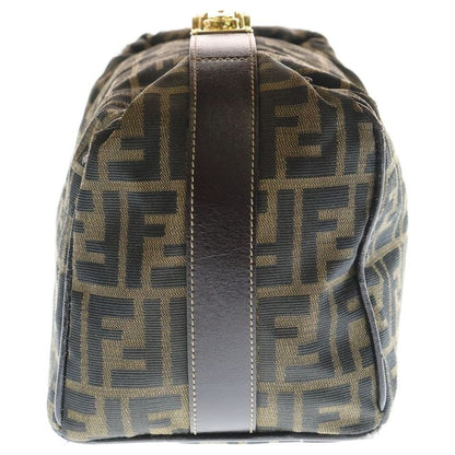 Fendi FF Zucca Pattern Leather Switched Canvas Vanity Bag Handbag Gdhardware